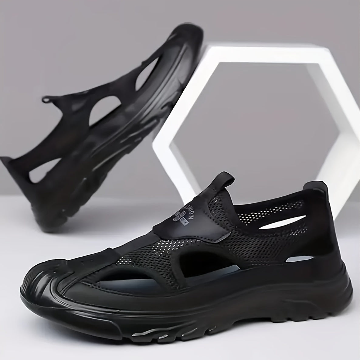 Men'S Breathable Sports Sandals, Solid Color, All-Season Casual Sneakers