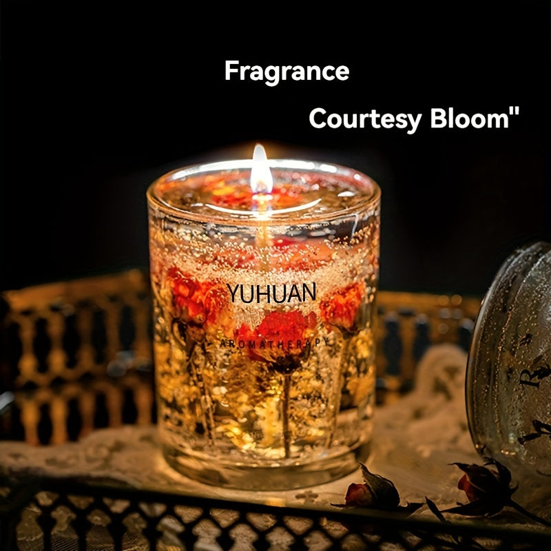 1pc 160g, burning time for 20 hours, real flower jelly scented candle