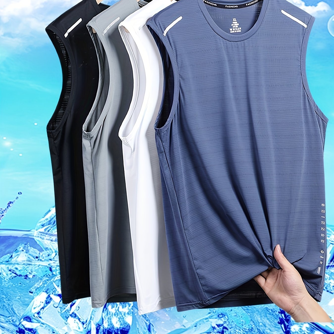 4pcs set of quick-drying and cool Men's vests, lightweight and breathable