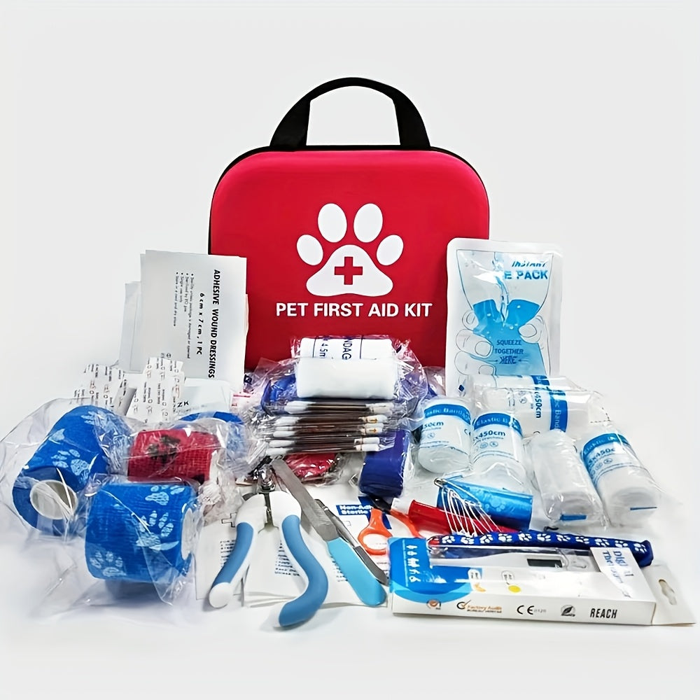 Pet First Aid Kit for Dogs & Cats - Portable Emergency Care Set