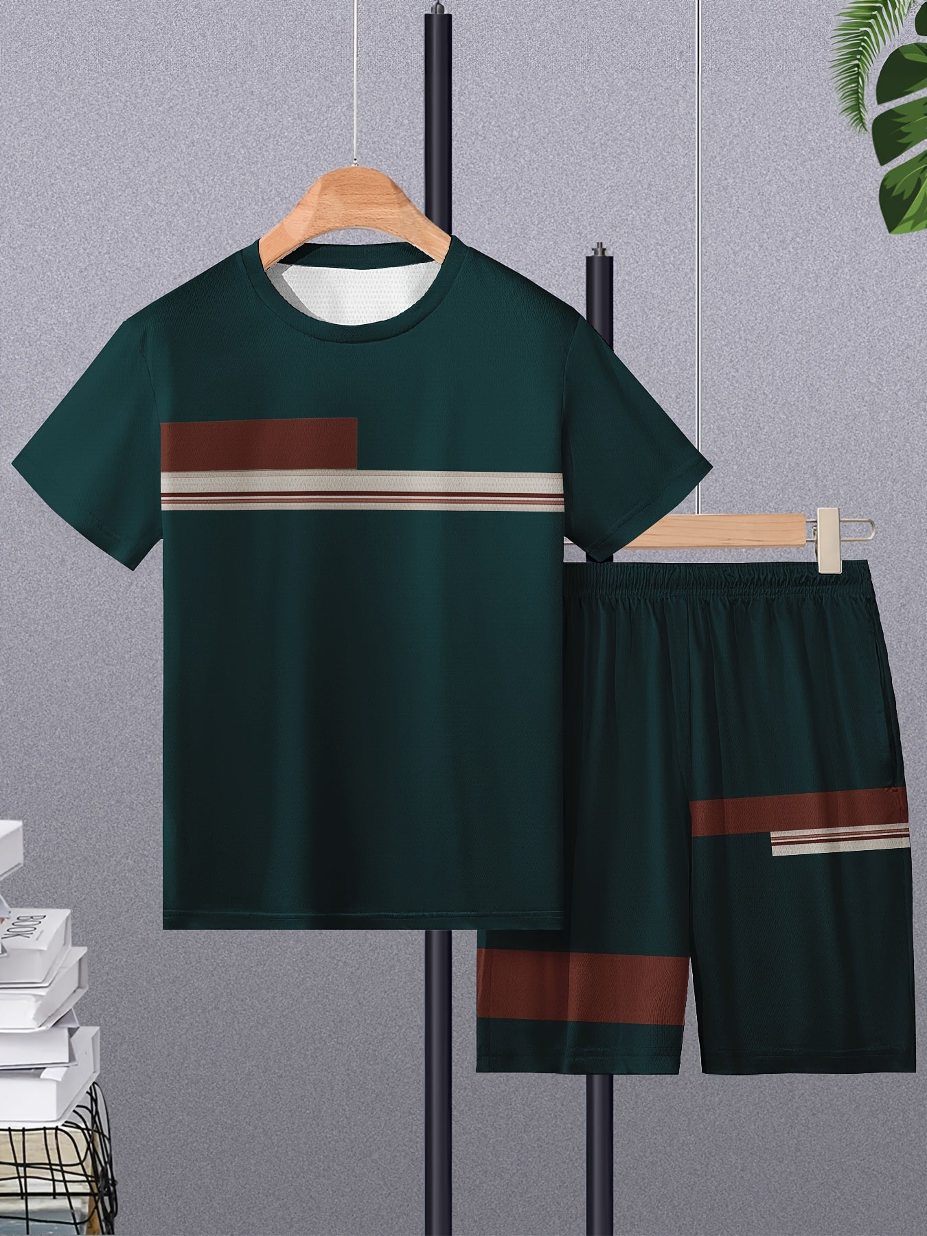 Men'S Breathable Outdoor Casual T-Shirt And Shorts Set