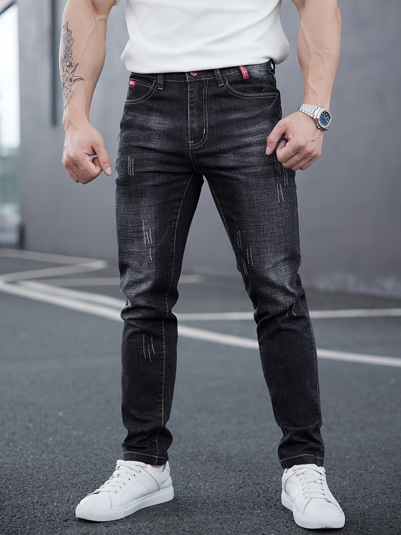 Men's Premium Slim-Fit Washed Jeans
