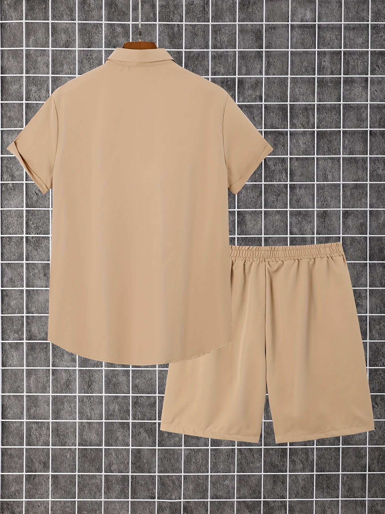 Men'S 2pcs Summer Set, Casual Print Short Sleeve Button- Shirt and Shorts
