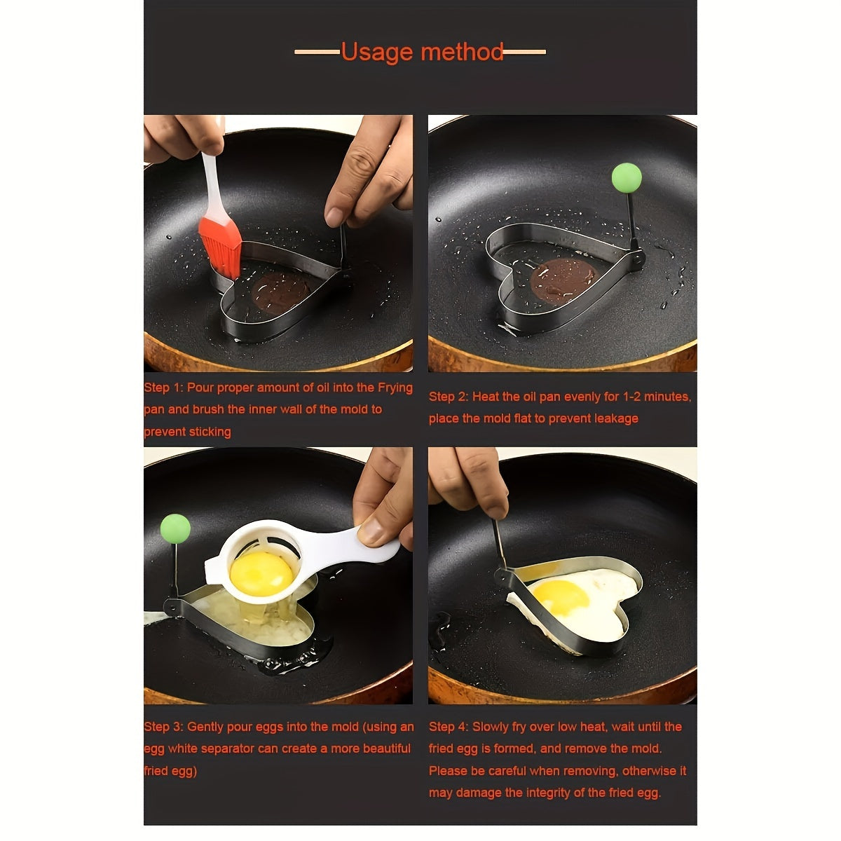 5/7/10pcs set of thickened stainless steel egg fryer model
