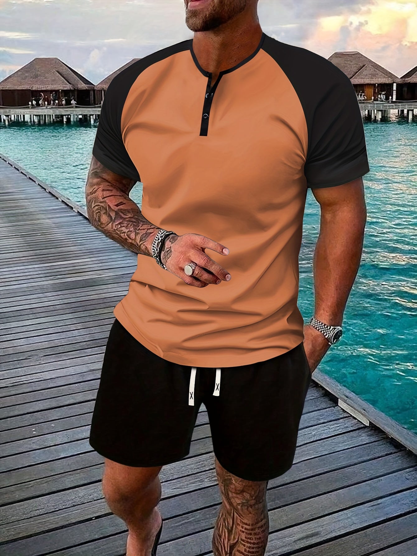2-piece Men's Casual Summer Vacation Outfit Set