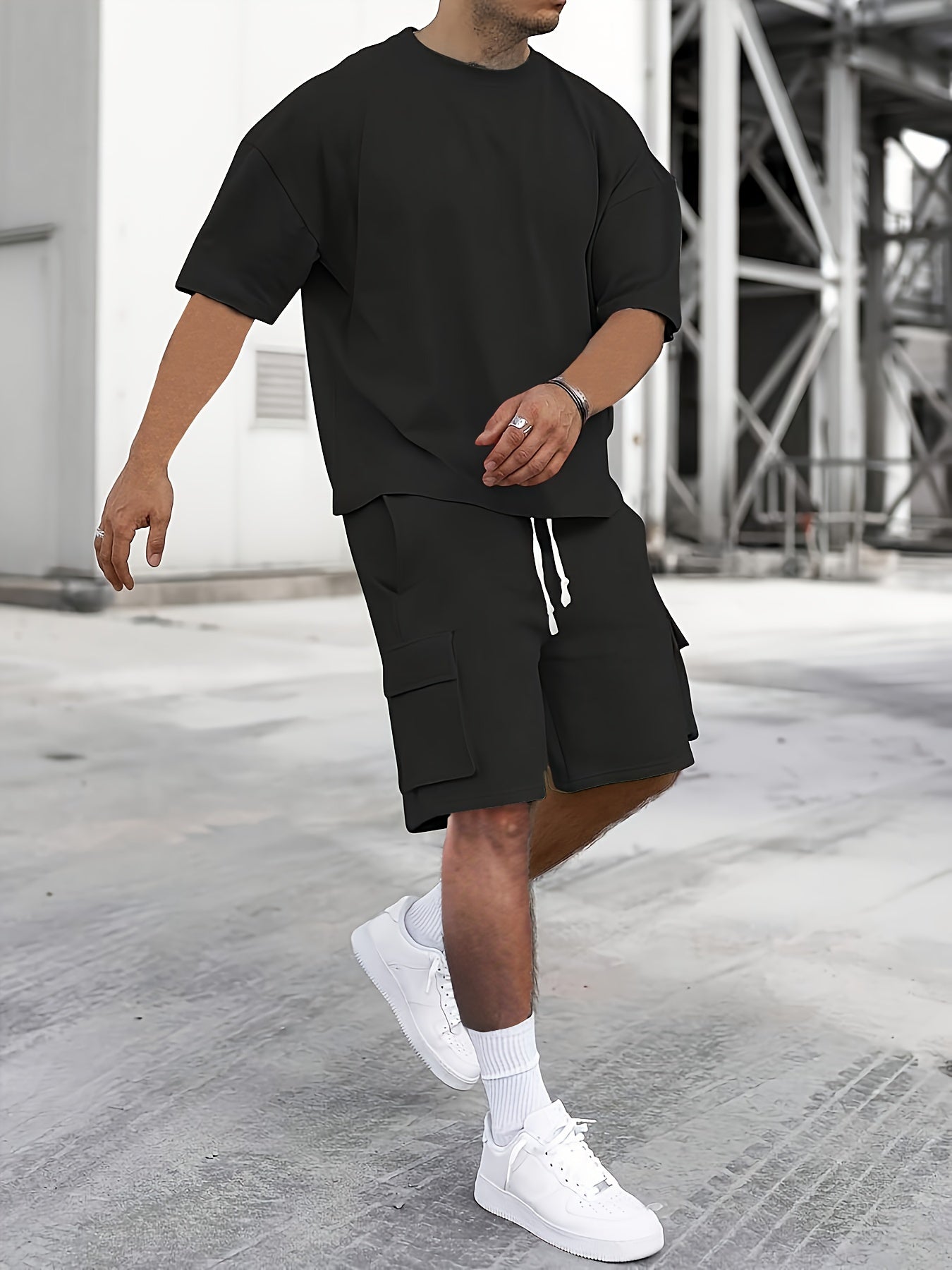 Men's Beige Casual Sportswear Set