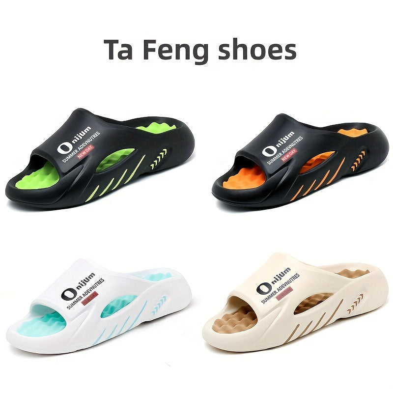 Men's Trendy Street Style Color Block Open Toe Breathable Chunky Slippers
