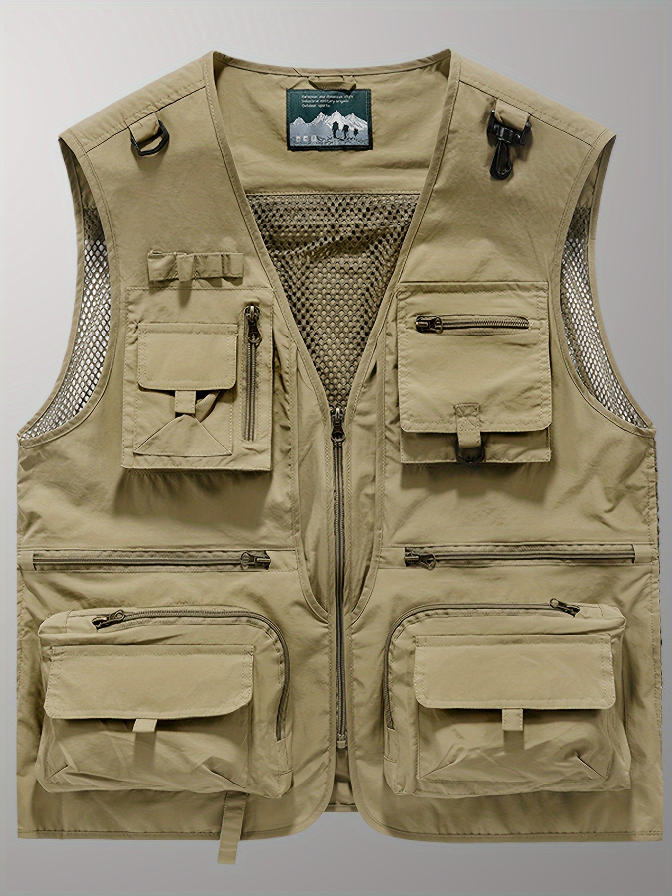 Men's Trendy Zip Up V Neck Vest With Zipper Multi-Pocket