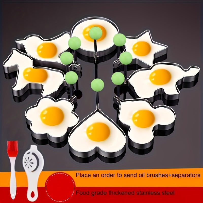 5/7/10pcs set of thickened stainless steel egg fryer model
