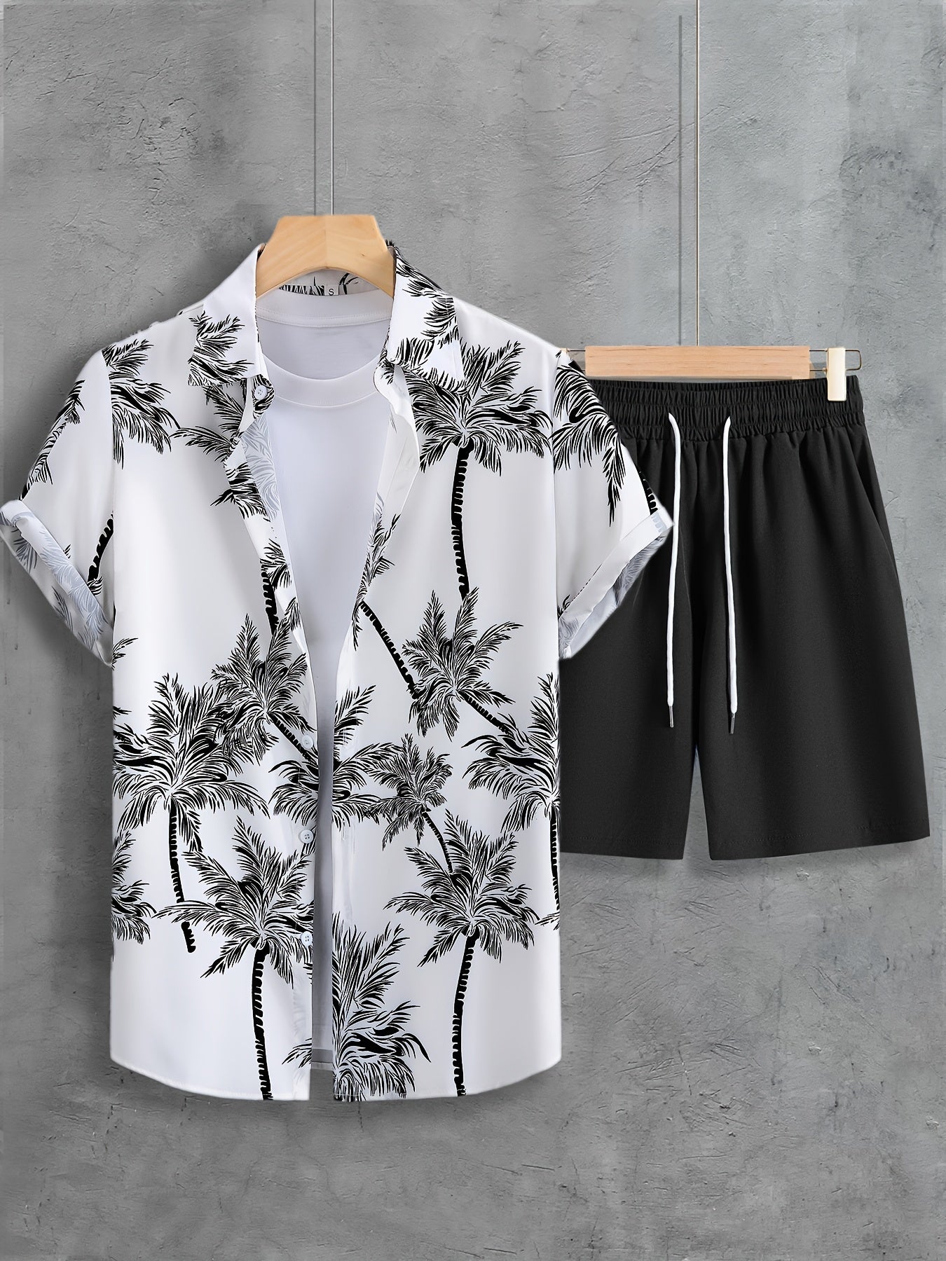 Hawaii Shirt And Drawstring Shorts Set For Summer