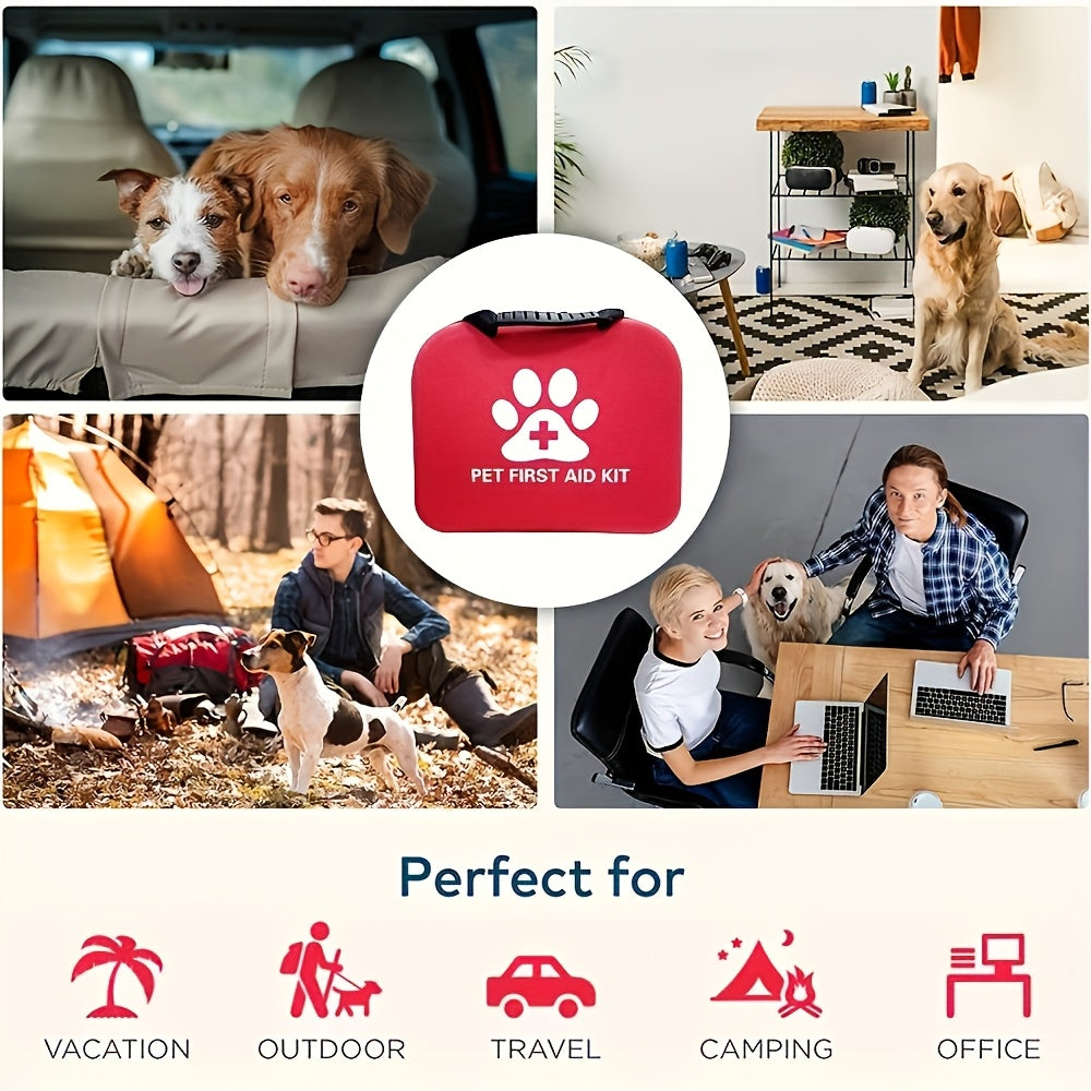 Pet First Aid Kit for Dogs & Cats - Portable Emergency Care Set