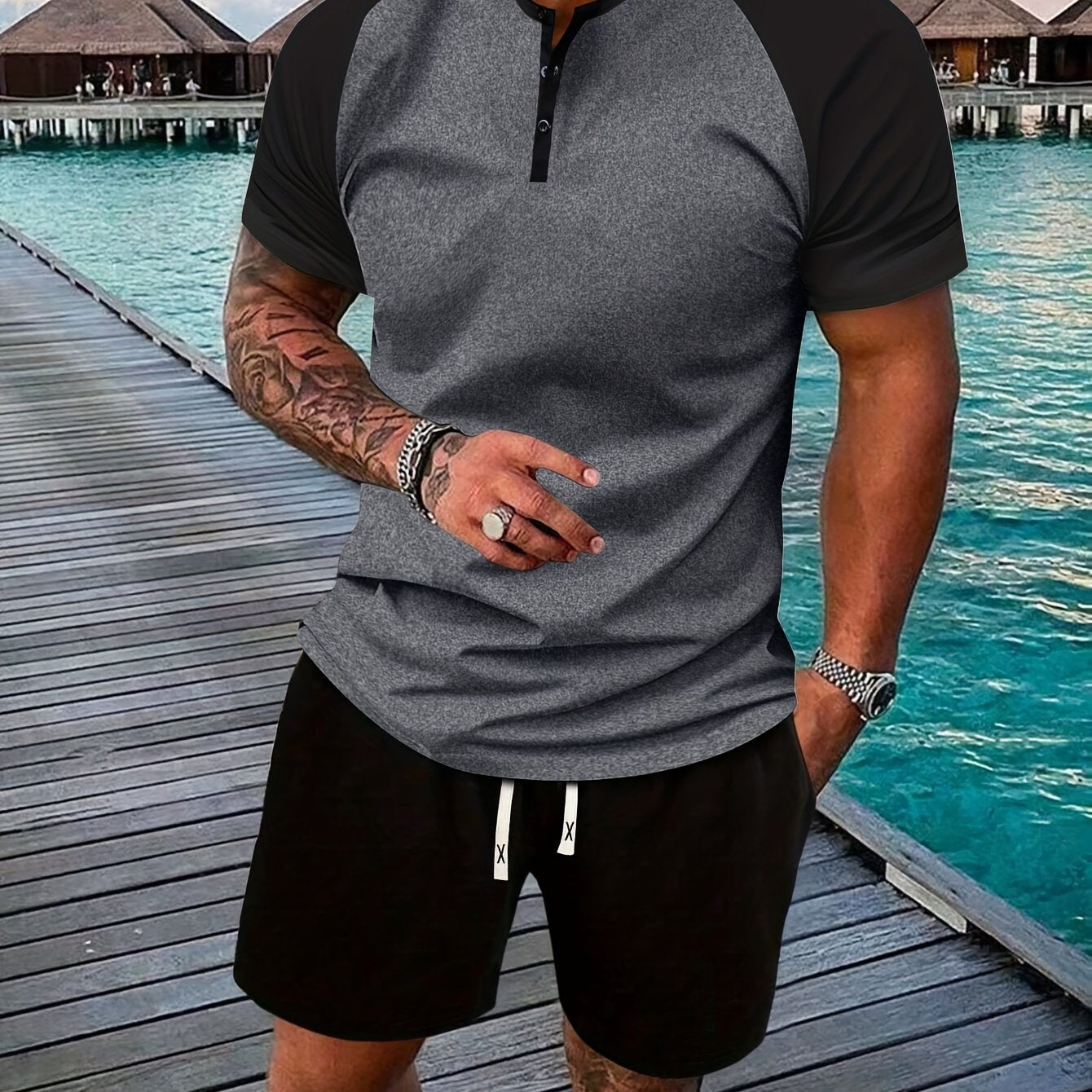 2-piece Men's Casual Summer Vacation Outfit Set