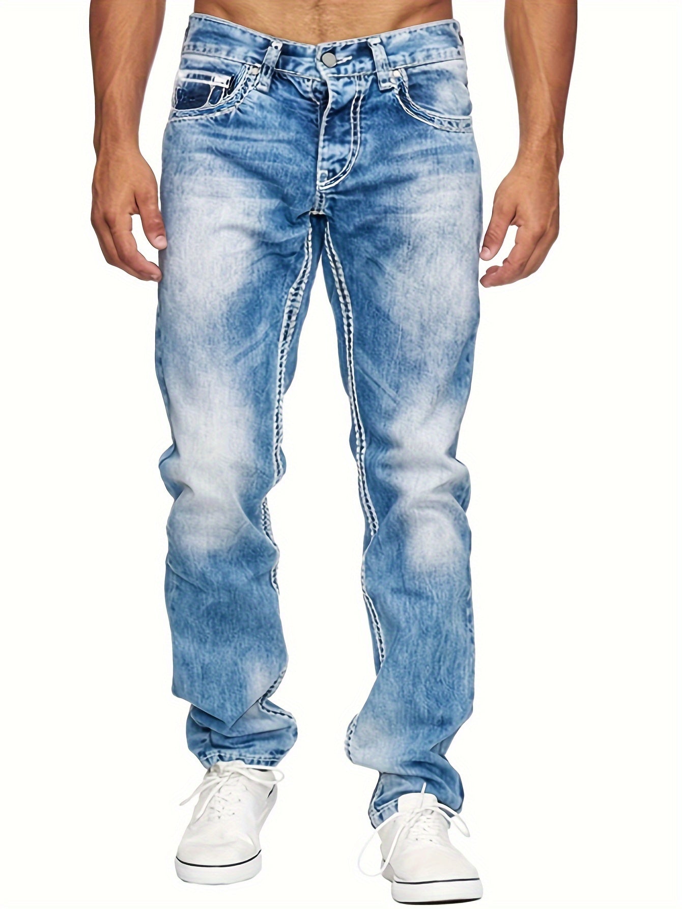 Men's Stretch Denim Jeans, Slim Fit Straight-Leg
