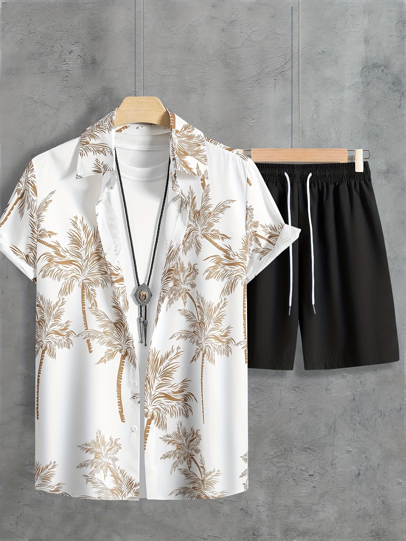 Hawaii Shirt And Drawstring Shorts Set For Summer