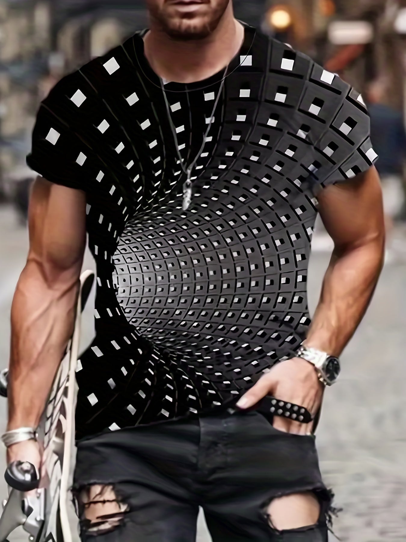 Men's Cool 3D Pattern Graphic Active T-shirt