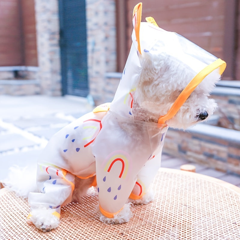 Waterproof Pet Raincoat with Rainbow Pattern for Small