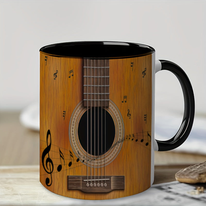 1pc creative guitar pattern coffee mug