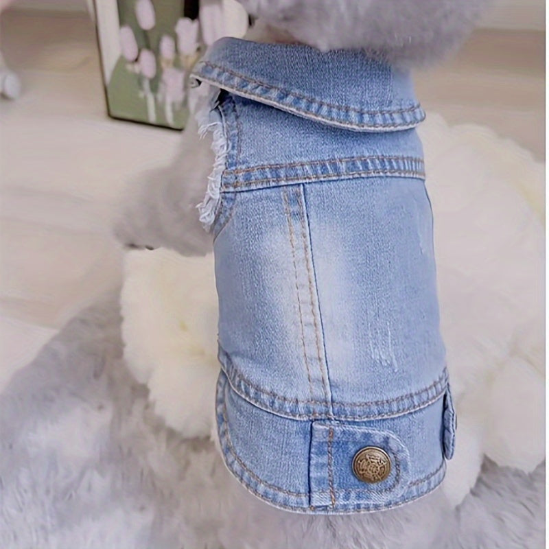 Chic Retro Denim Dog Vest for Small Breeds