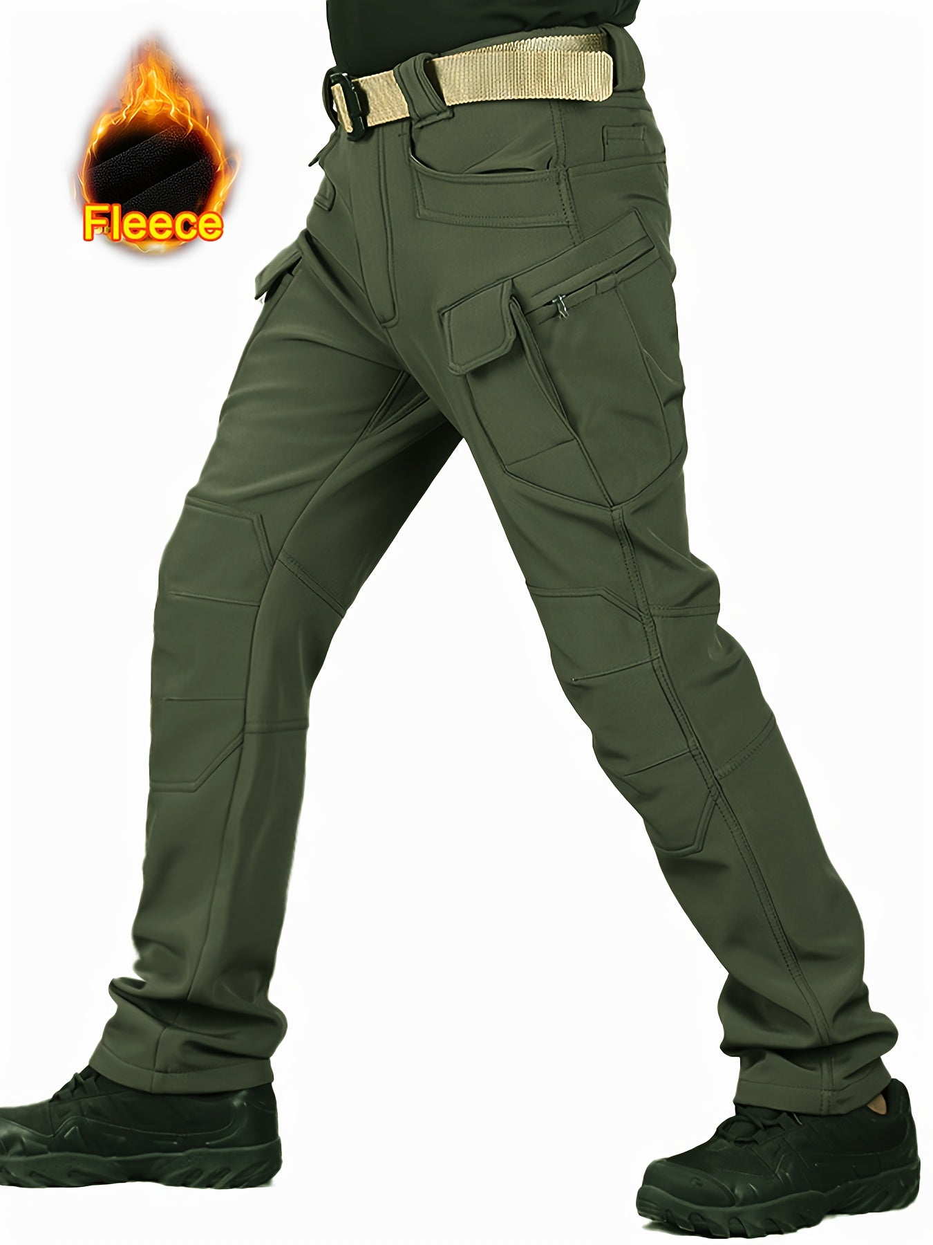 Men'S Fleece-Lined Work Pants - Thick, Tactical, Multi-Pocket Design