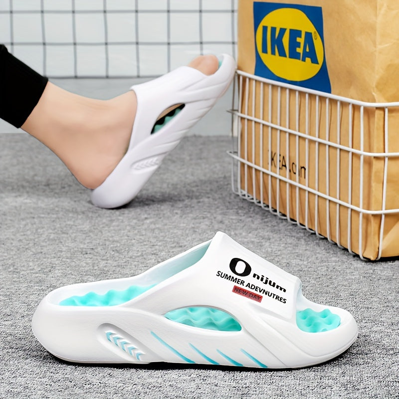 Men's Trendy Street Style Color Block Open Toe Breathable Chunky Slippers