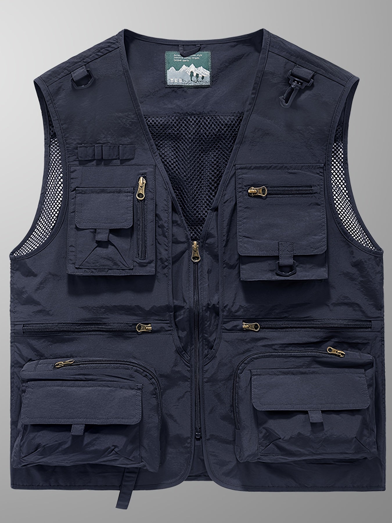 Men's Trendy Zip Up V Neck Vest With Zipper Multi-Pocket
