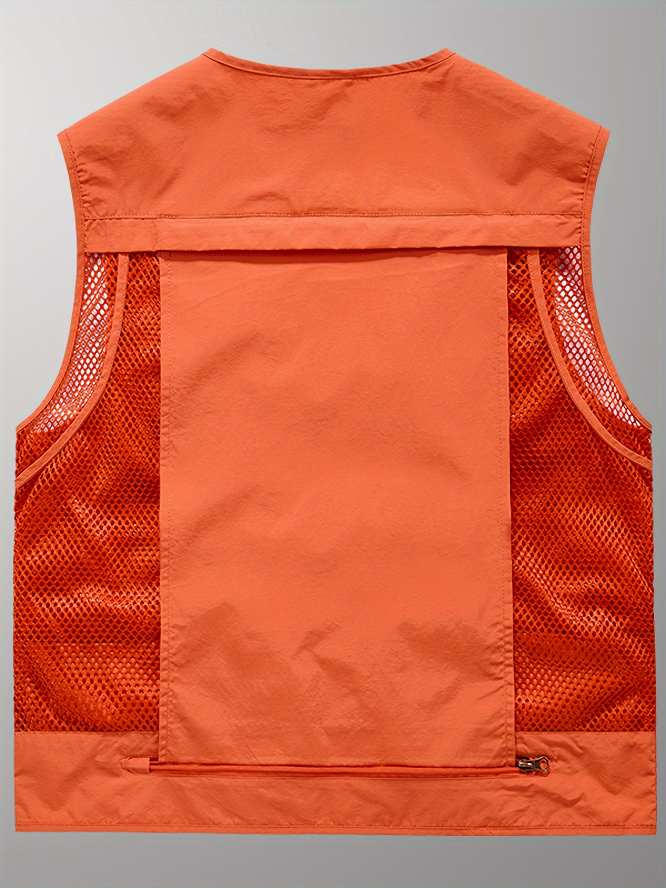 Men's Trendy Zip Up V Neck Vest With Zipper Multi-Pocket