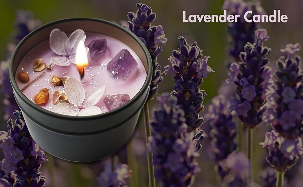 Lavender Candle - Aesthetic Fragrance Cute Purple Embedded Crystal