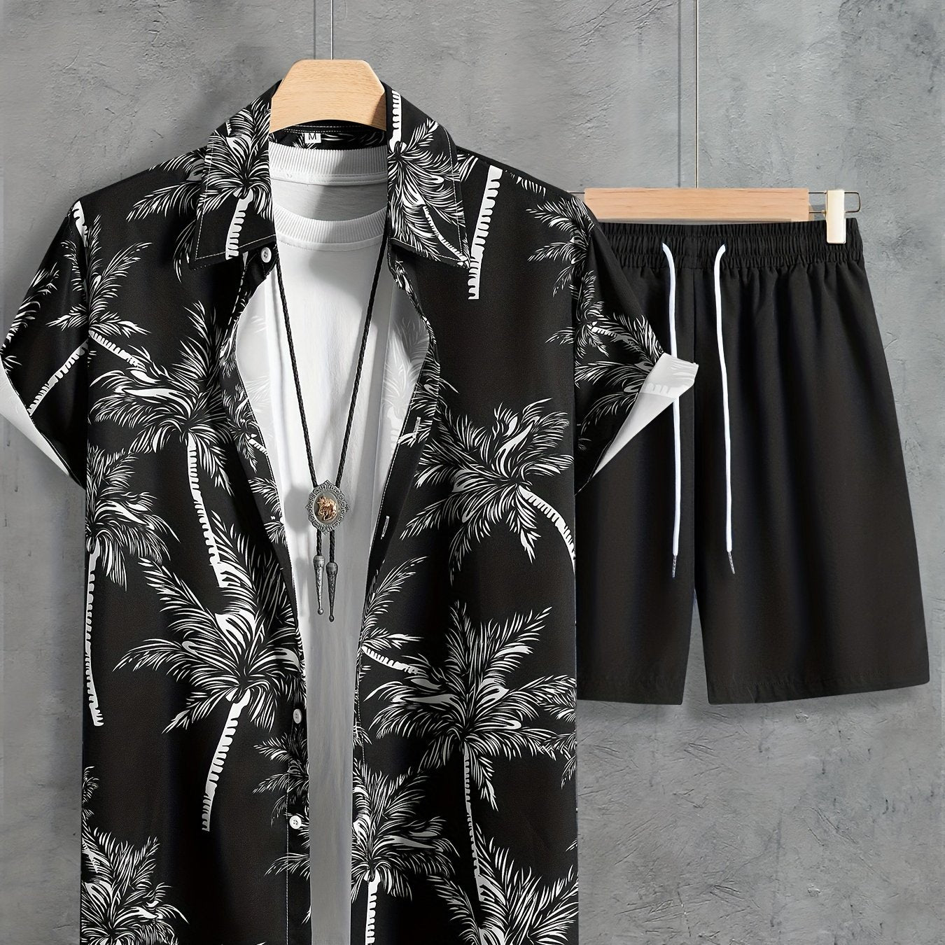 Hawaii Shirt And Drawstring Shorts Set For Summer