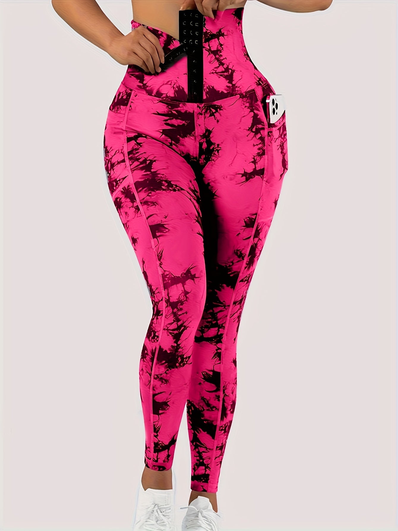Women'S Tie-Dye Print High-Waisted Tummy Control Pants with Front Zipper