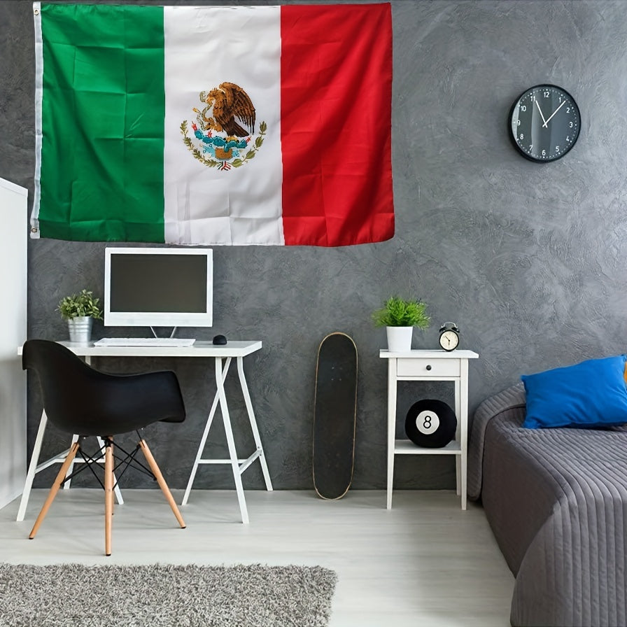 Mexican Flag With Brass Grommet, 3x5 Feet
