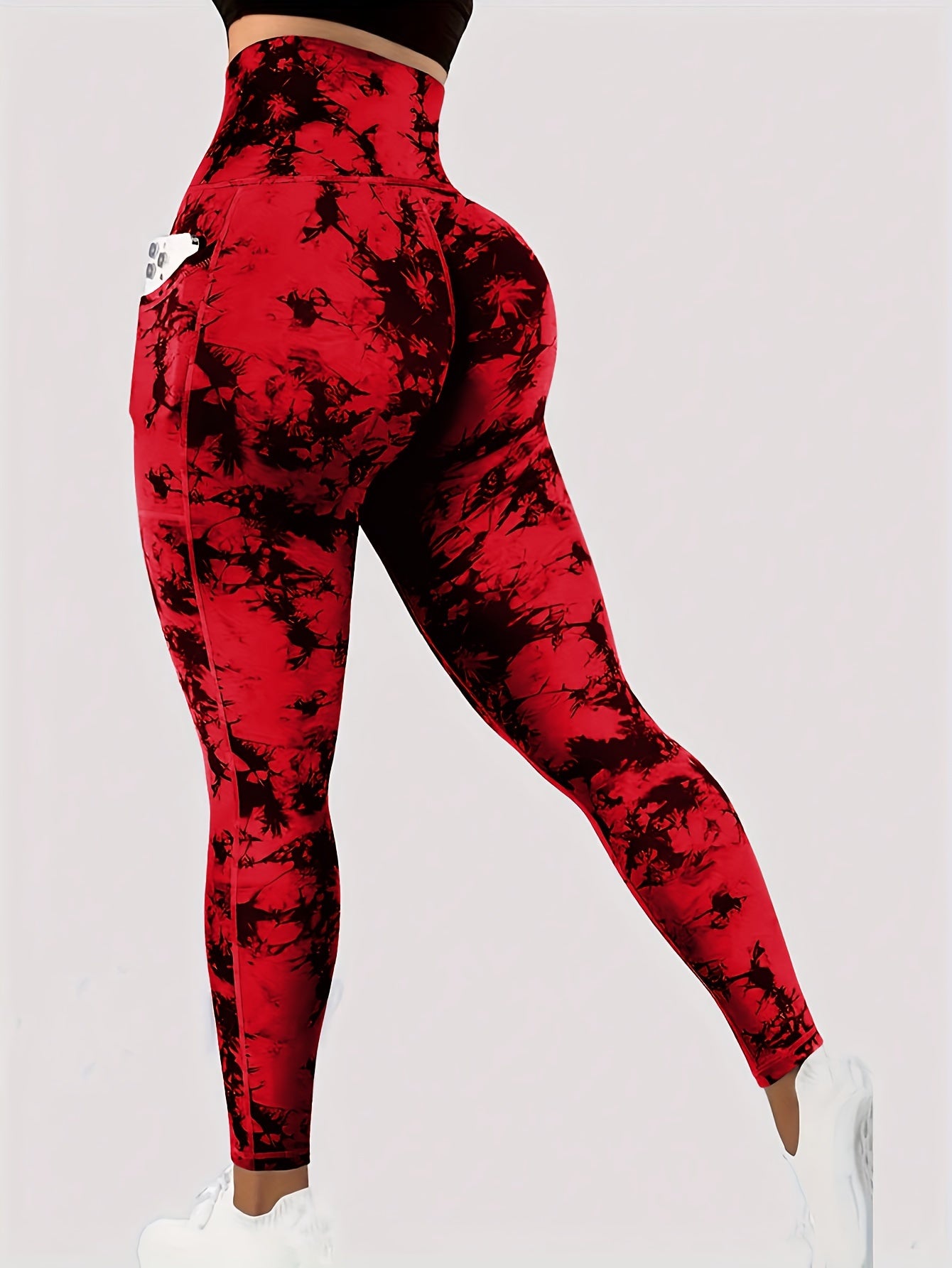Women'S Tie-Dye Print High-Waisted Tummy Control Pants with Front Zipper