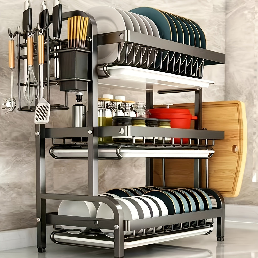 Tier Dish Rack with Drainage and Separation for Dry and Wet Ware