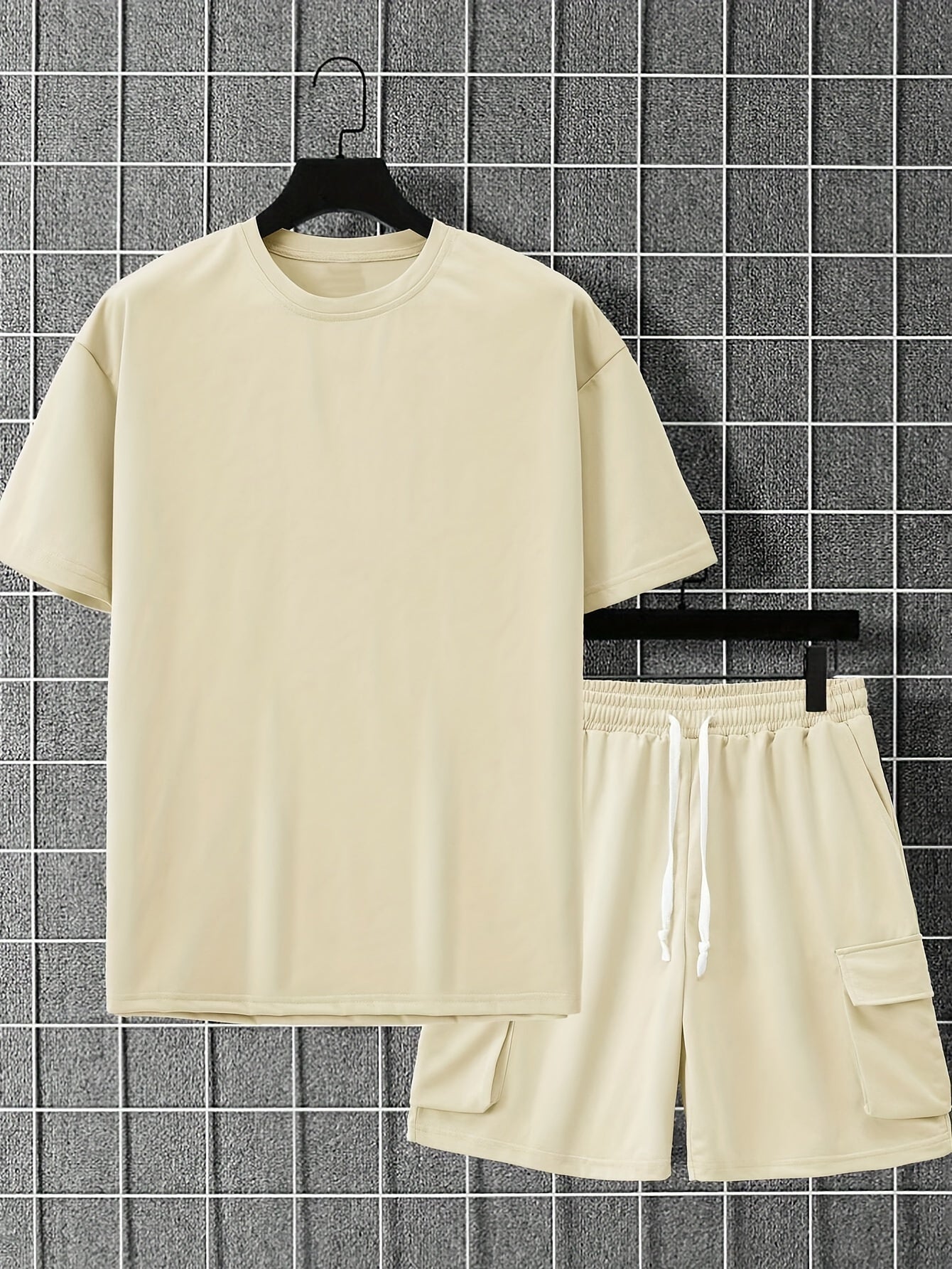 Men's Beige Casual Sportswear Set