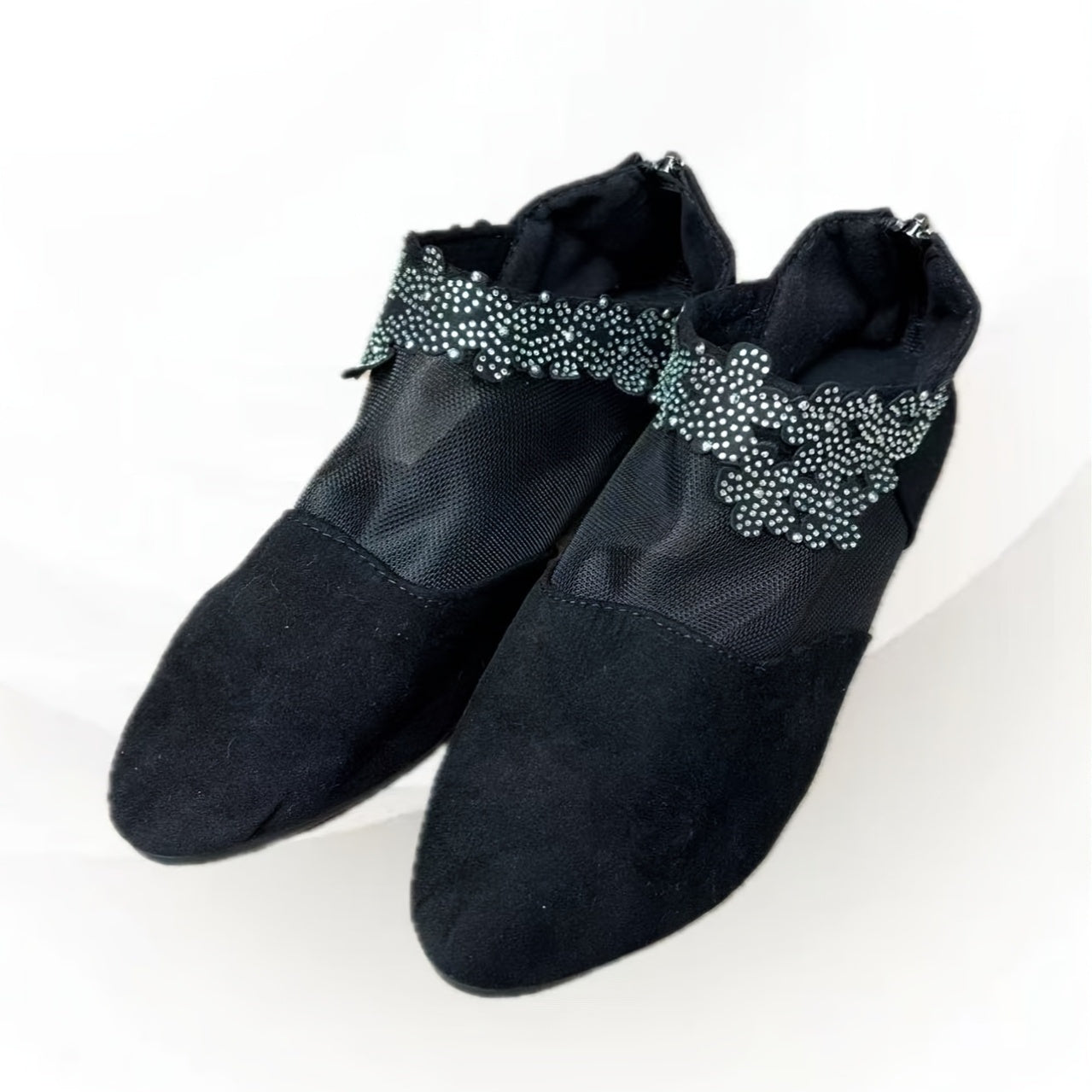 1 Pair Elegant Women'S Mid Heel Sandals with Rhinestone Embellishment