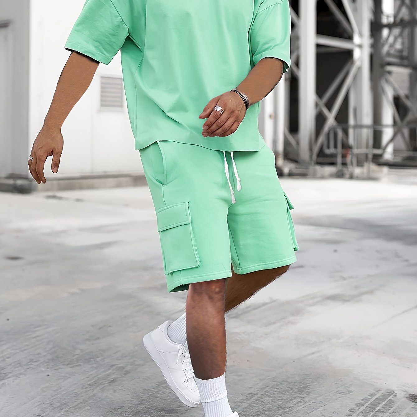 Men's Beige Casual Sportswear Set