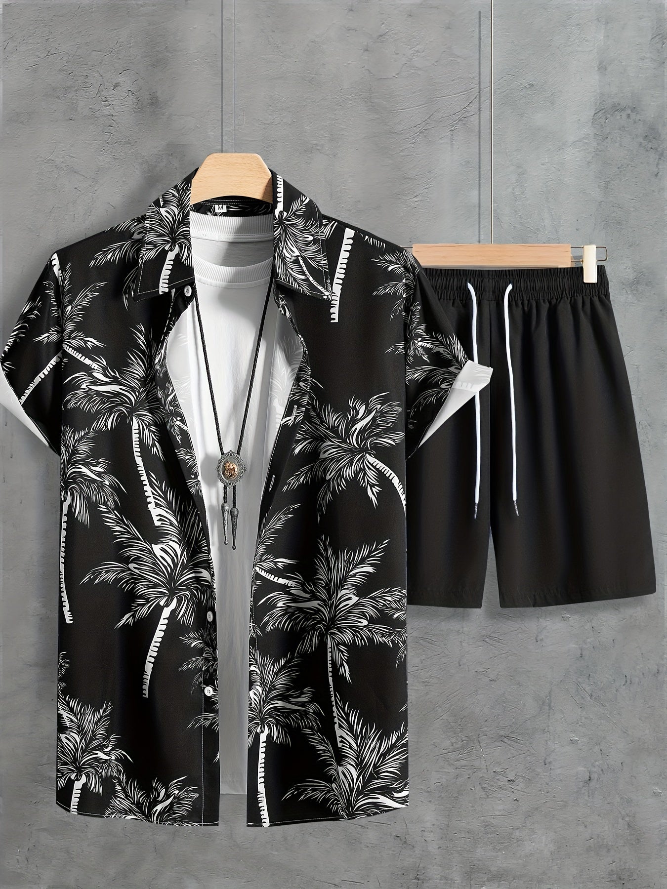Hawaii Shirt And Drawstring Shorts Set For Summer