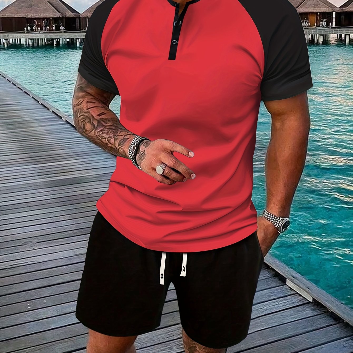 2-piece Men's Casual Summer Vacation Outfit Set