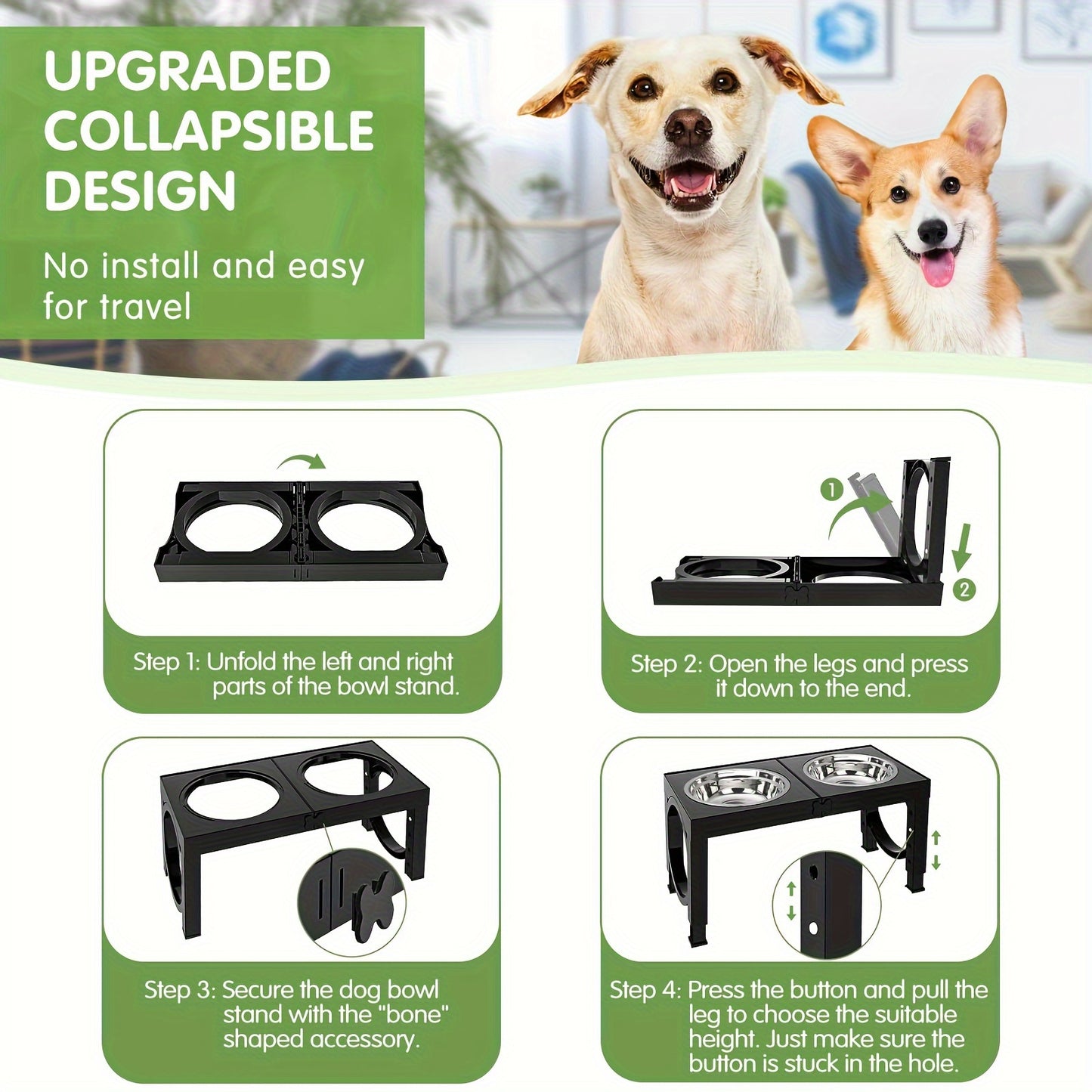 1 Set Elevated Dog Bowls