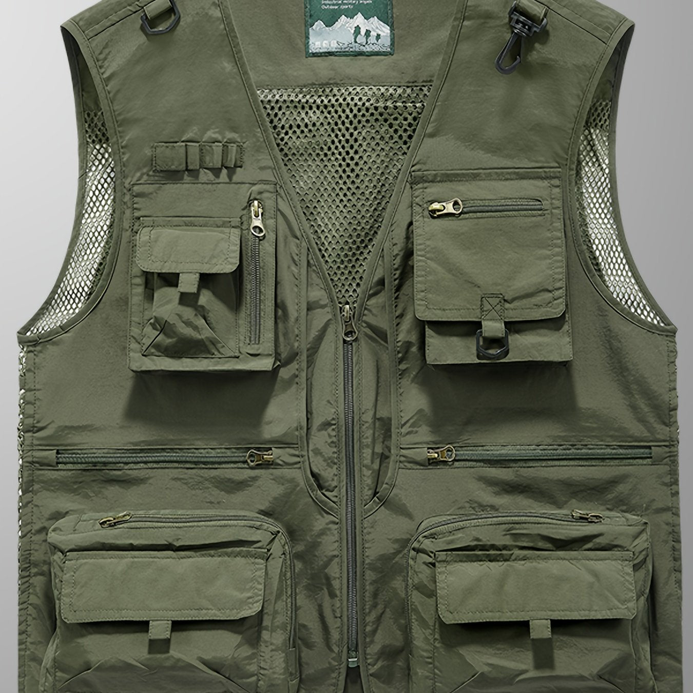 Men's Trendy Zip Up V Neck Vest With Zipper Multi-Pocket