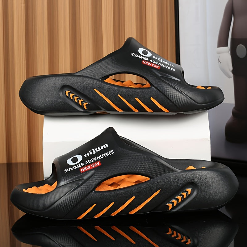 Men's Trendy Street Style Color Block Open Toe Breathable Chunky Slippers