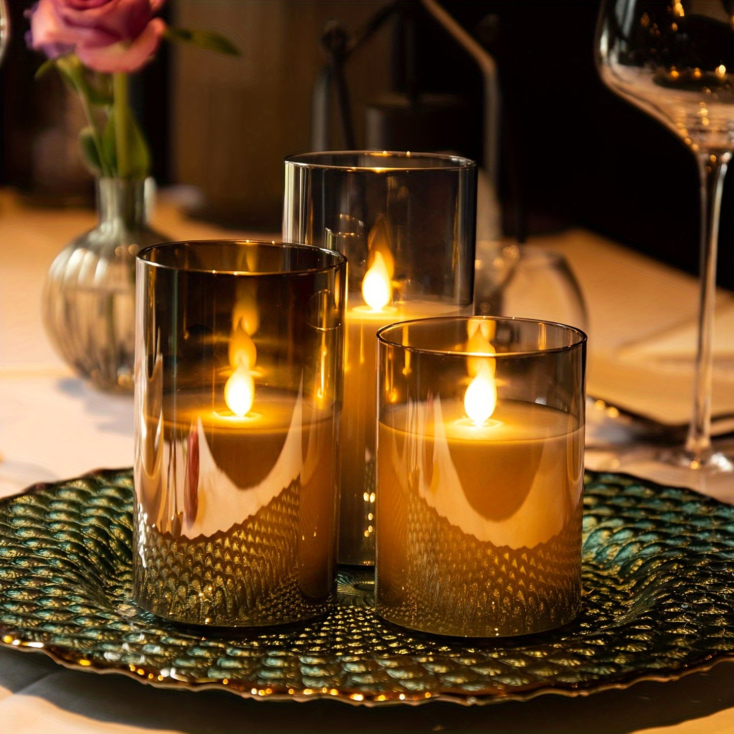 3pcs Flameless Candles with Remote Timer