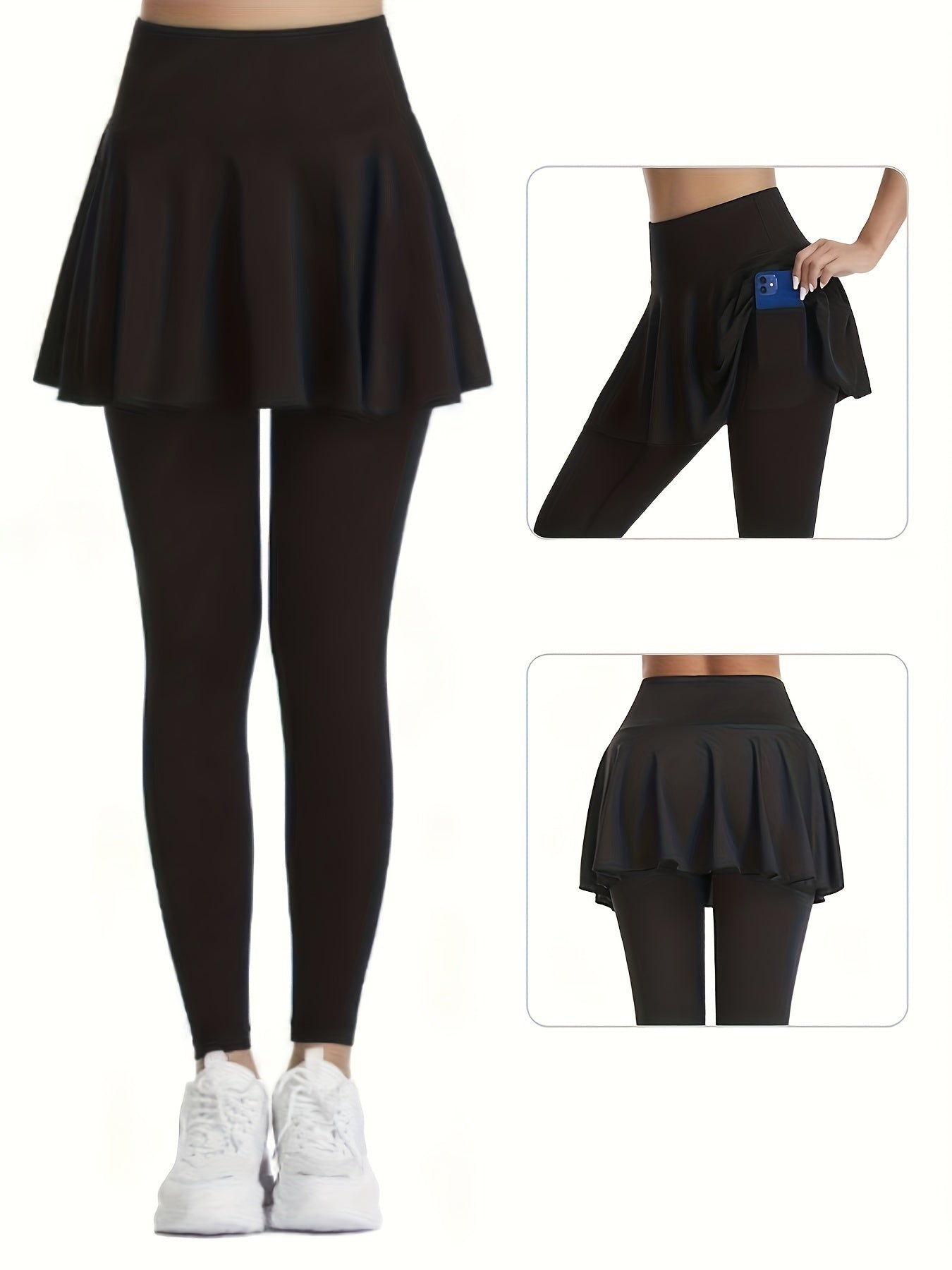 3pcs High-Waist Skort Leggings for Women