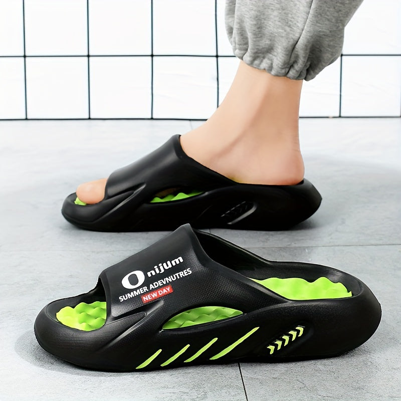 Men's Trendy Street Style Color Block Open Toe Breathable Chunky Slippers