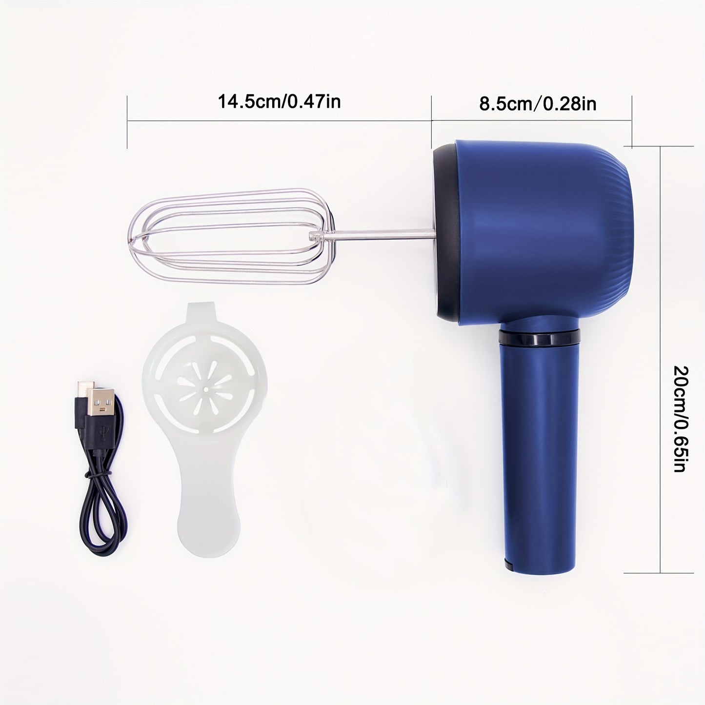 USB Rechargeable Cordless Electric Hand Mixer with Dual Whisk Heads