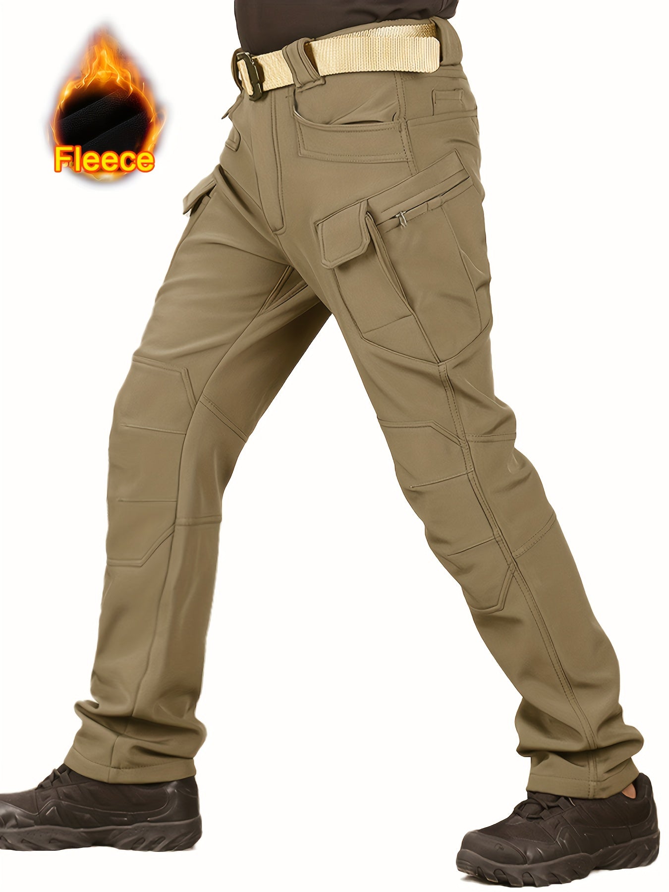 Men'S Fleece-Lined Work Pants - Thick, Tactical, Multi-Pocket Design