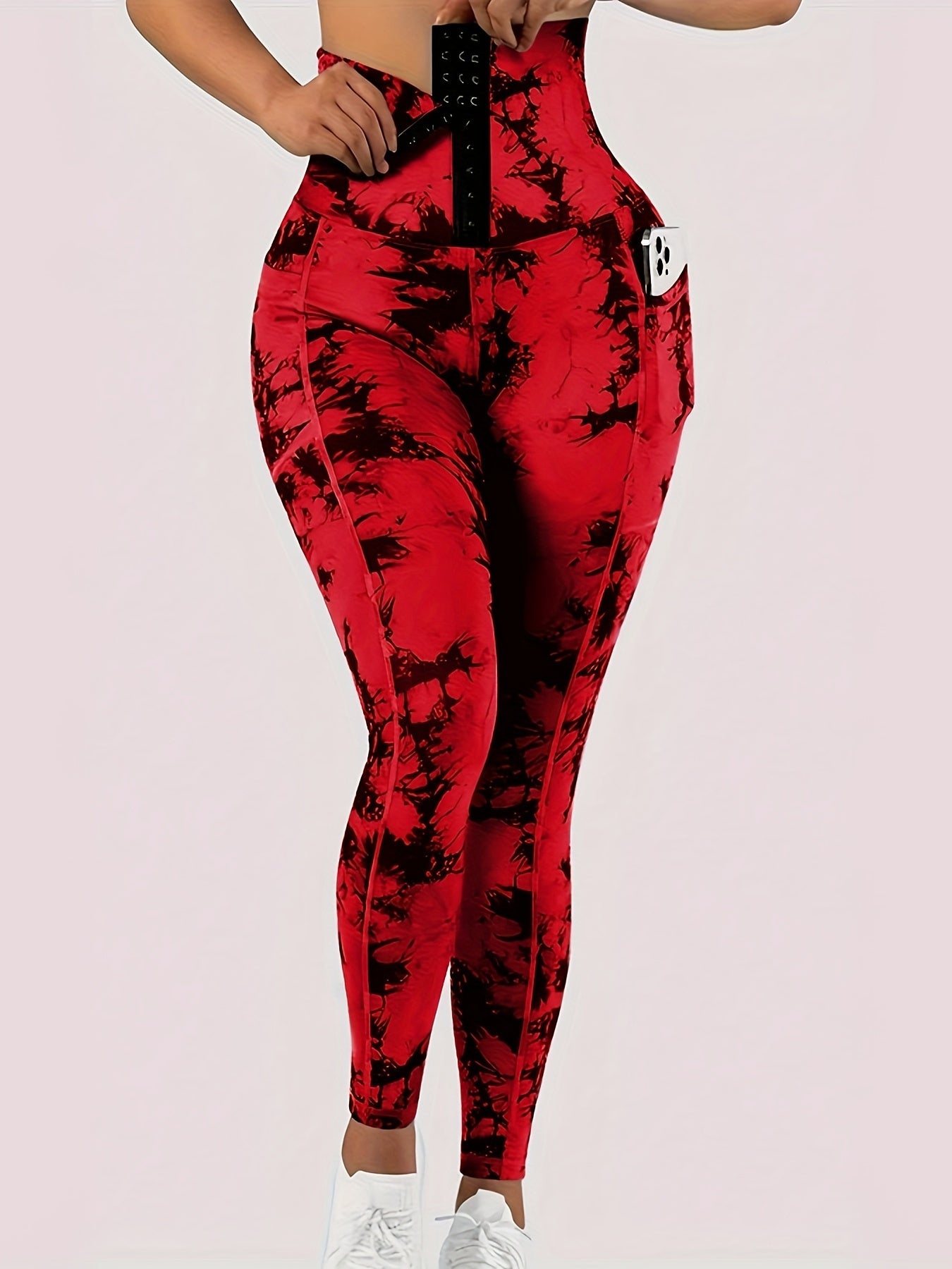Women'S Tie-Dye Print High-Waisted Tummy Control Pants with Front Zipper