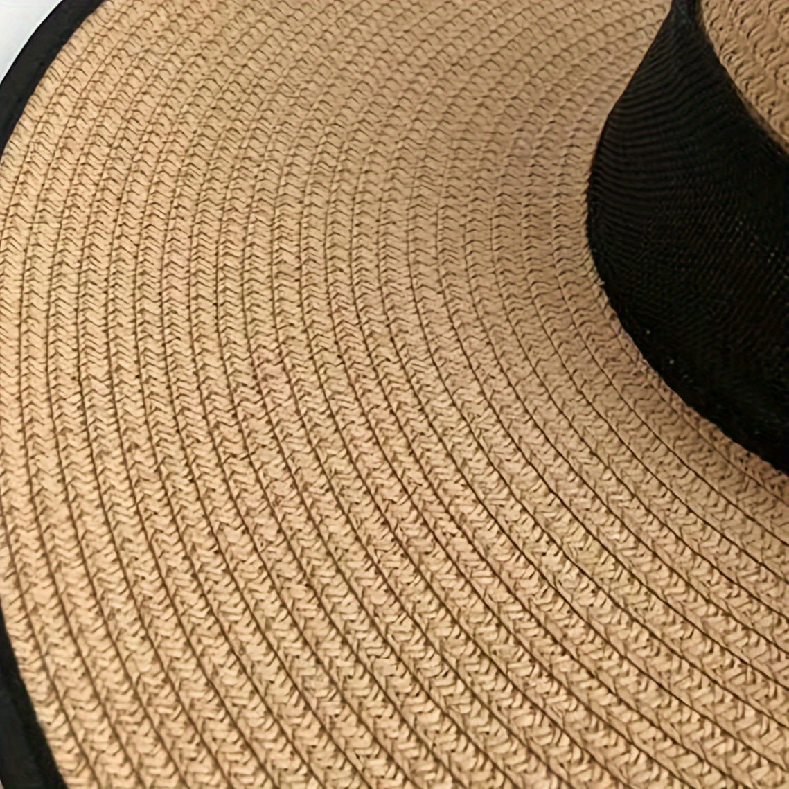 Elegant Women's Straw Sun Hat with Black Ribbon Bow