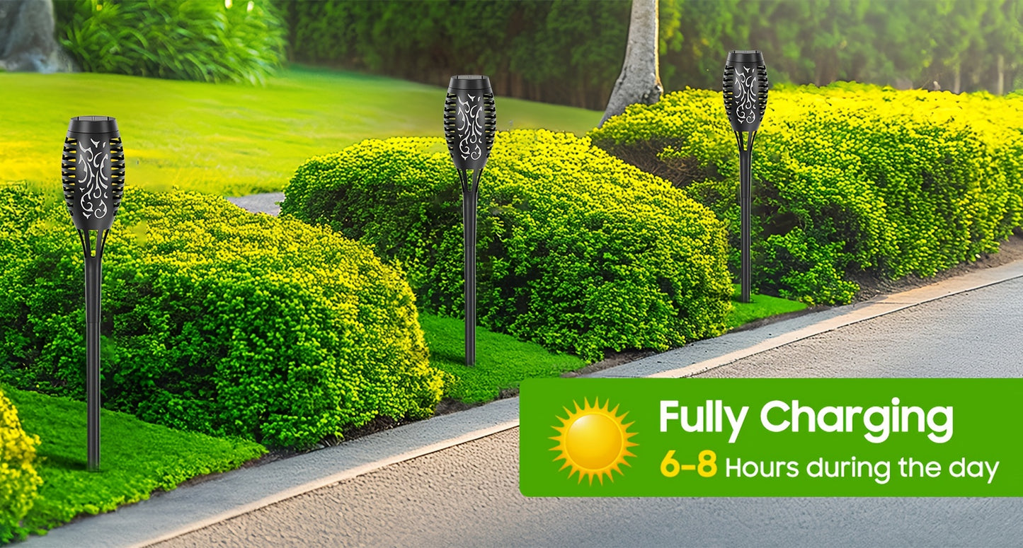 4/8/12pcs Solar Powered Flickering Flame Garden Lights