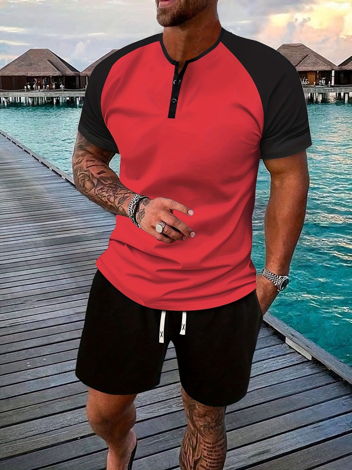 2-piece Men's Casual Summer Vacation Outfit Set
