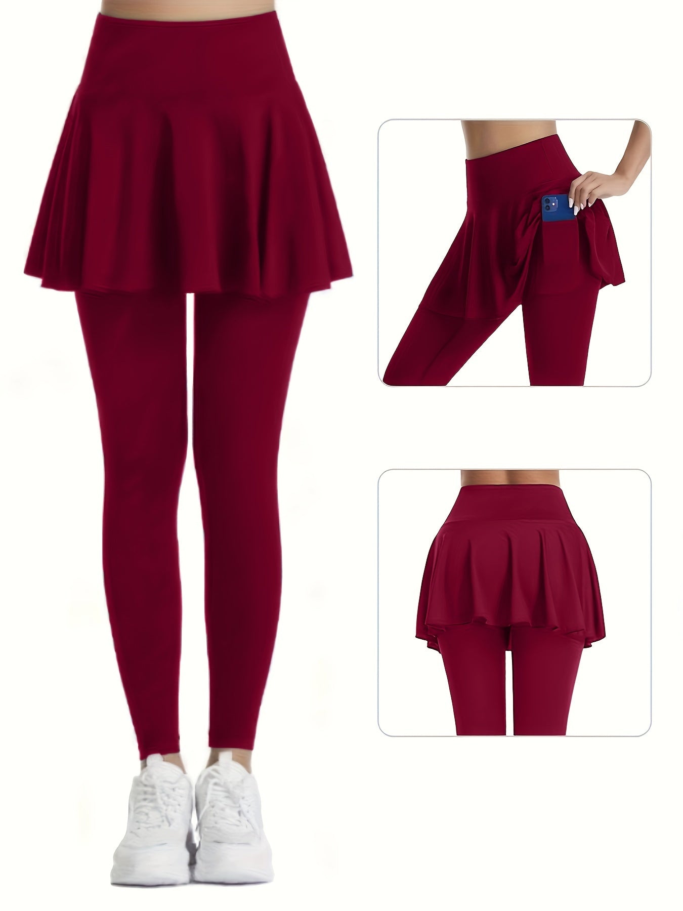 3pcs High-Waist Skort Leggings for Women